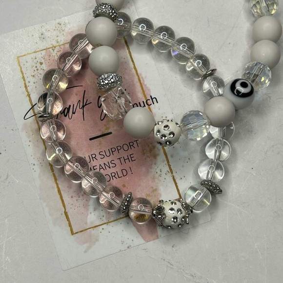 White Agate & Clear Quartz Bracelet Duo - Picture 3 of 3